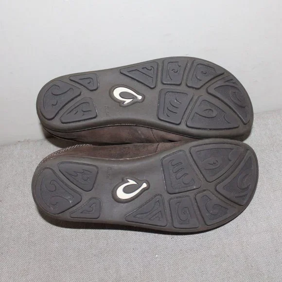 KIDS OLUKAI LEATHER SLIP ON SHOES - SIZE 3 1/2 - BROWN - Picture 5 of 8